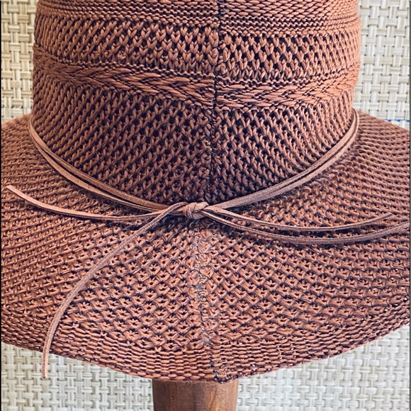 🌟HP🌟NWOT Packable Wide Brim Brown Knit & Seed Bead Band Hat by San Diego Hat Co. - Picture 9 of 15